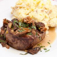Filet Mignon with Morels in Truffle Butter and Tarragon Marsala Sauce
