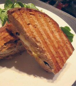 Grilled Pear, Humboldt Fog, and Mint Panini