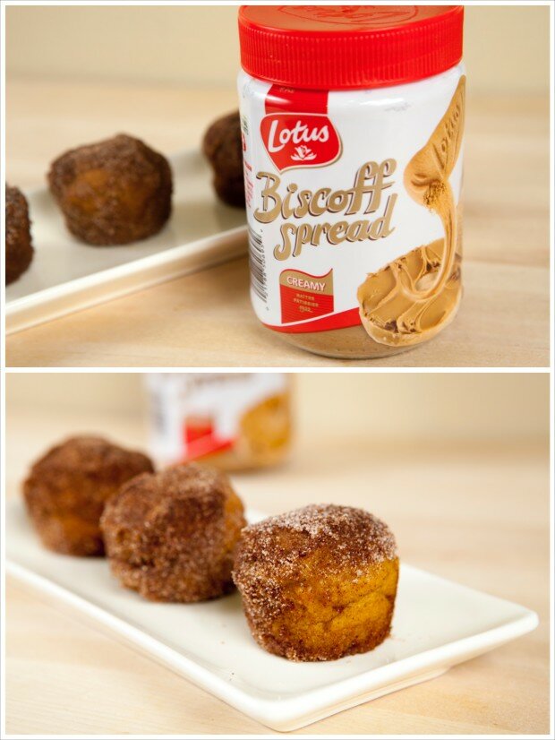 Biscoff-Stuffed Pumpkin Muffin Bites