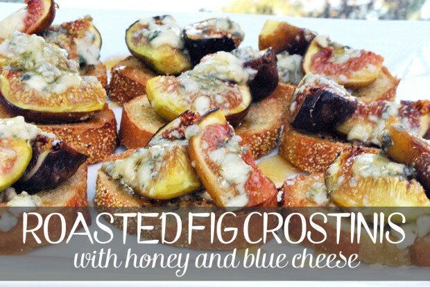 Roasted Fig Crostinis with Honey and Blue Cheese | www.spachethespatula.com #recipe