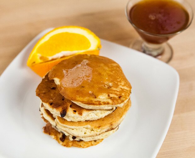 Cottage Cheese Pancakes with Spiced Orange Maple Syrup | www.spachethespatula.com #recipe