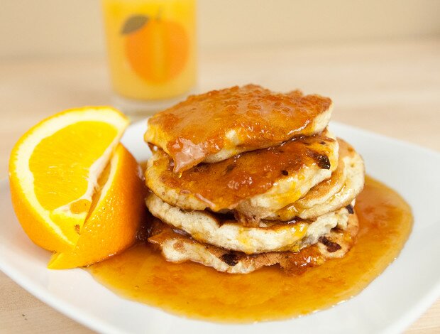 Cottage Cheese Pancakes with Spiced Orange Maple Syrup | www.spachethespatula.com #recipe