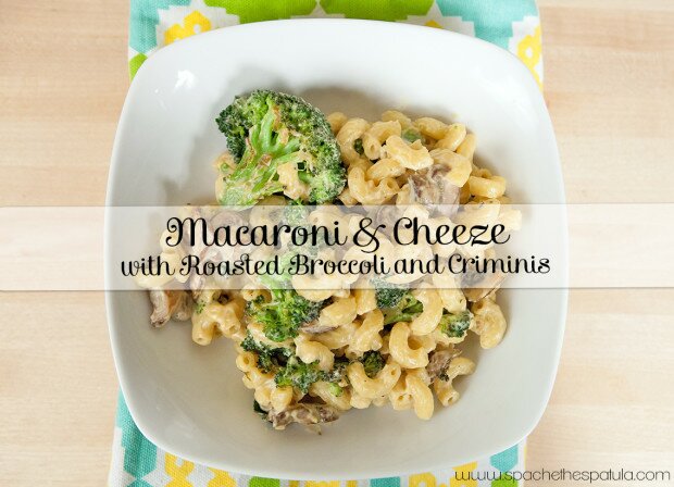 Macaroni & Cheeze with Roasted Broccoli and Criminis | www.spachethespatula.com #vegan #recipe