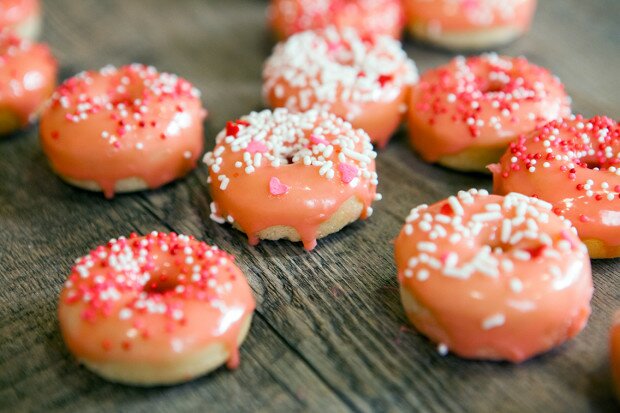 Baked Rose Water Donuts with White Chocolate Glaze | www.spachethespatula.com #recipe