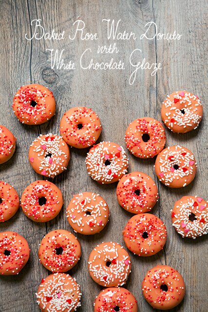 Baked Rose Water Donuts with White Chocolate Glaze | www.spachethespatula.com #recipe