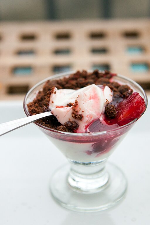 Vanilla Bean Panna Cotta with Blood Orange Syrup and Chocolate Cookie Crumble | www.spachethespatula.com #recipe