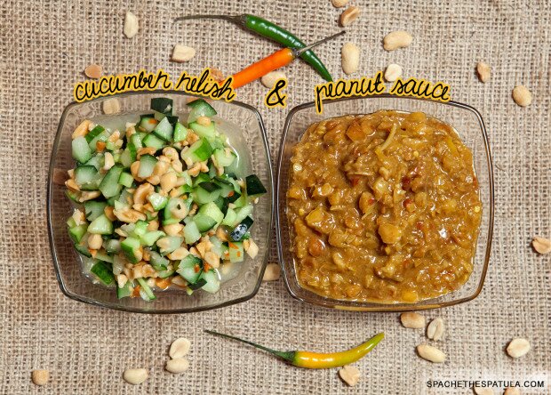 Peanut Sauce (Naam Sa-Te) and Cucumber Relish (Ajat) | www.spachethespatula.com #recipe