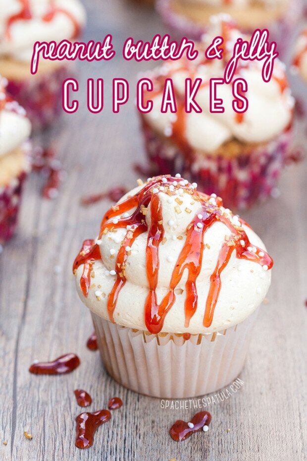 PB&J Cupcakes | www.spachethespatula.com #recipe