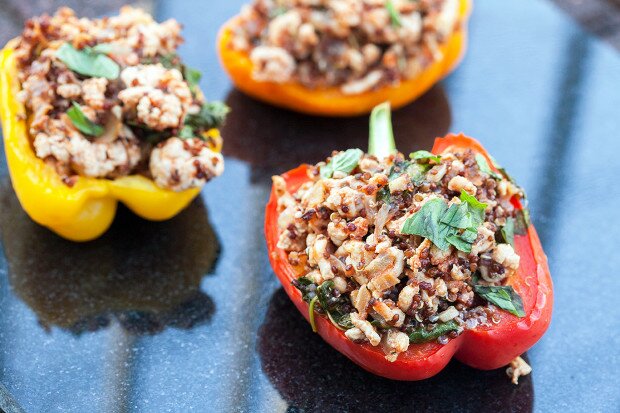 Turkey and Quinoa Stuffed Peppers | www.spachethespatula.com #recipe