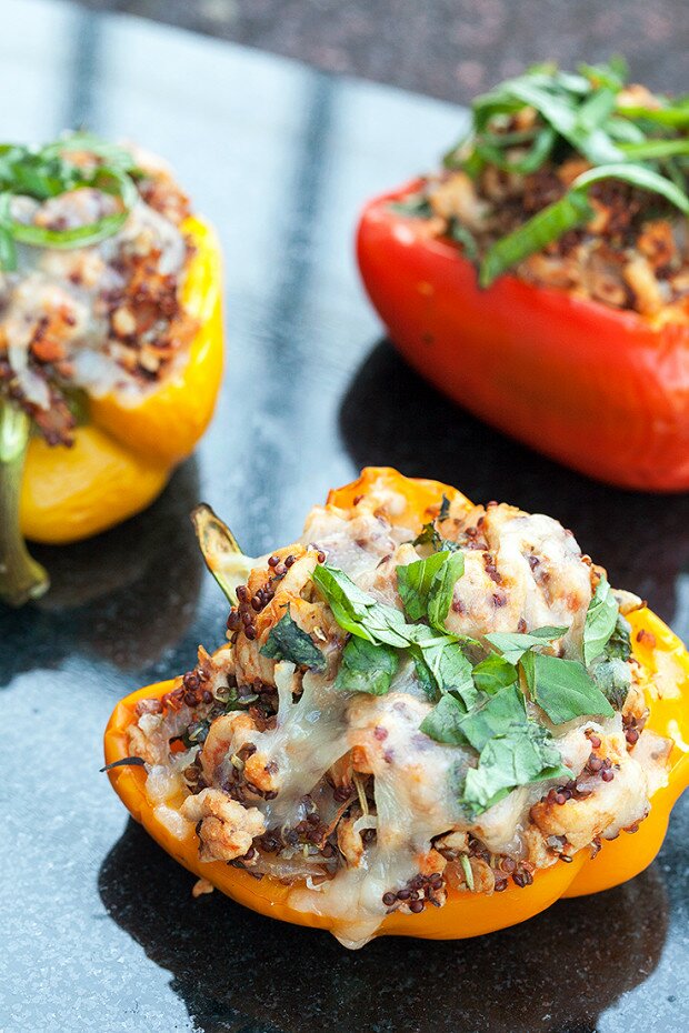 Turkey and Quinoa Stuffed Peppers | www.spachethespatula.com #recipe