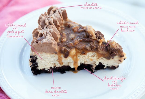 Chocolate Toffee Caramel Cheesecake | www.spachethespatula.com #recipe