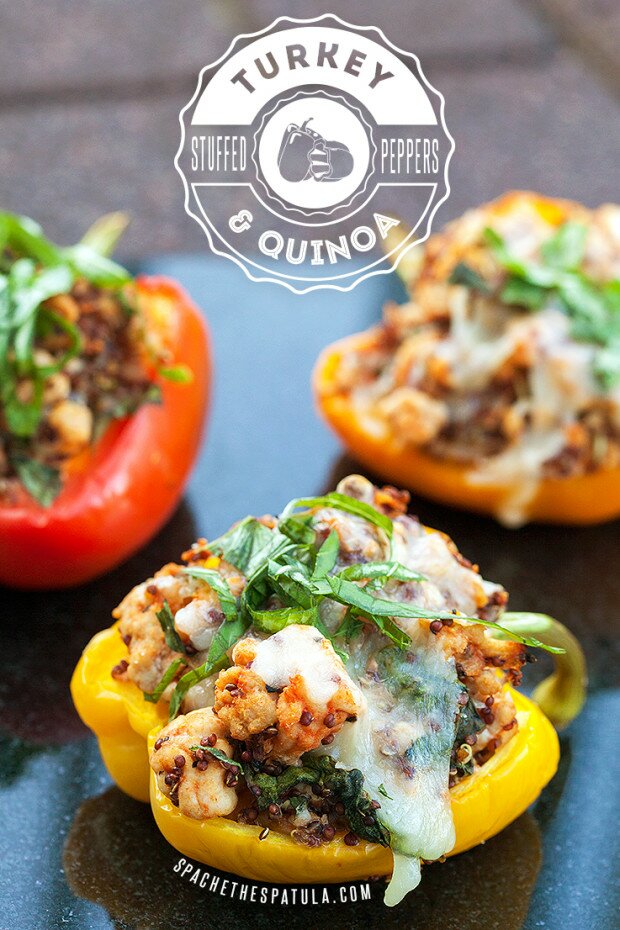 Turkey and Quinoa Stuffed Peppers | www.spachethespatula.com #recipe