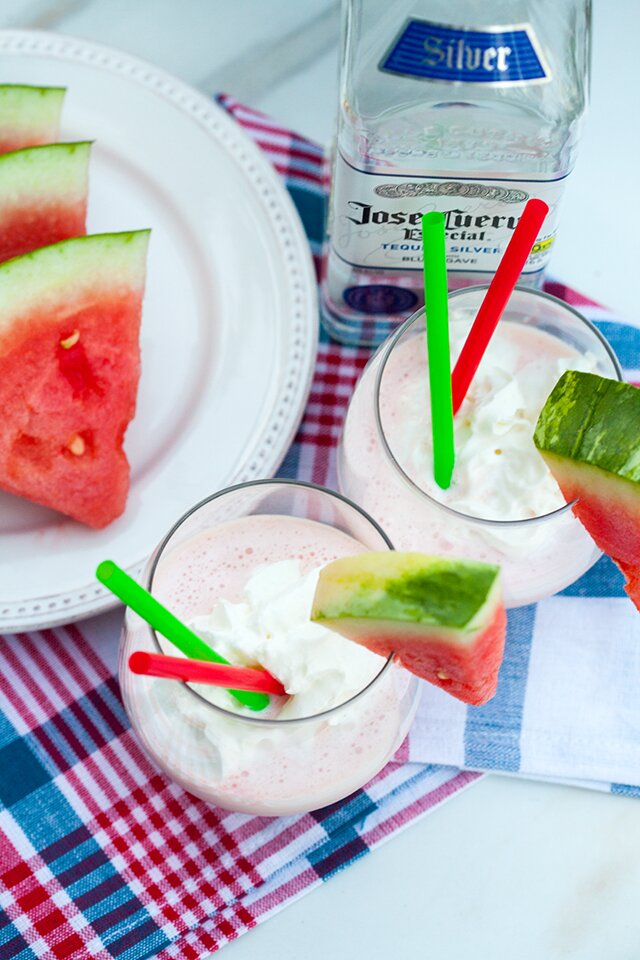 Spiked Watermelon Milkshakes | www.spachethespatula.com #recipe