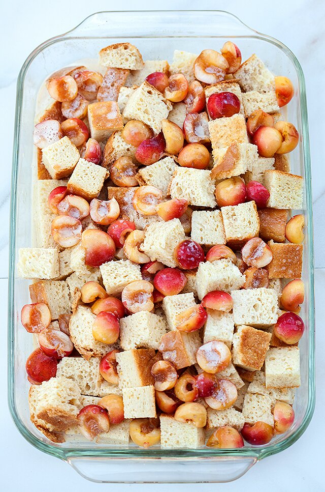 Tres Leches Bread Pudding with Cherries | www.spachethespatula.com #recipe