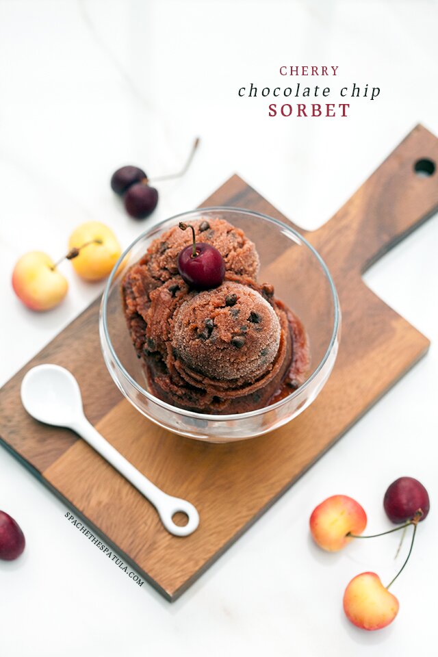 Cherry Chocolate Chip Sorbet | www.spachethespatula.com #recipe
