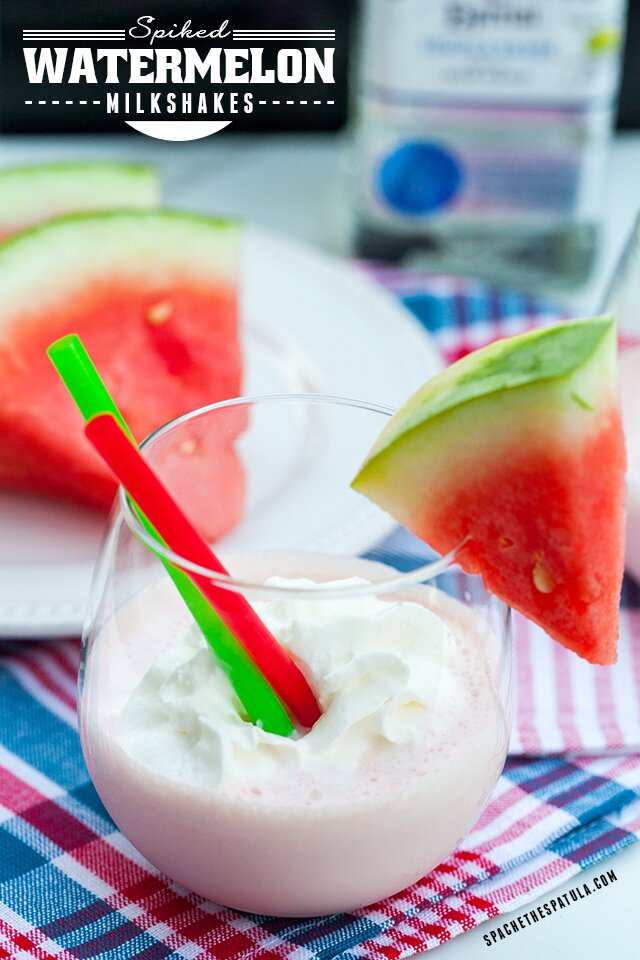 Spiked Watermelon Milkshakes | www.spachethespatula.com #recipe