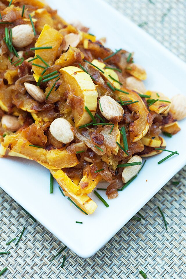 Miso-Harissa Delicata Squash and Caramelized Onions | www.spachethespatula.com #recipe