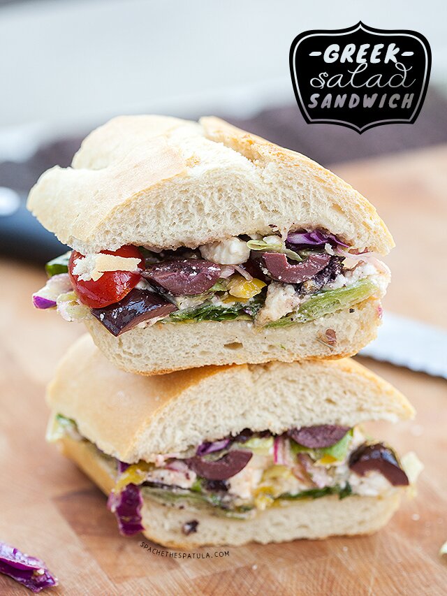 Greek Salad Sandwich | www.spachethespatula.com #recipe