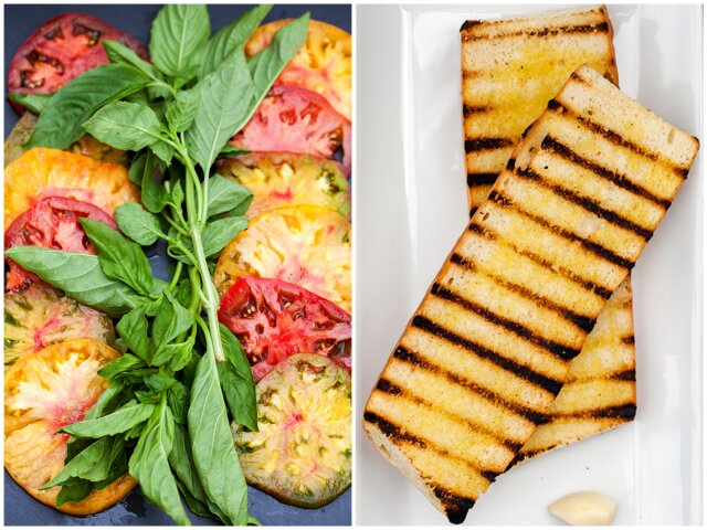 Heirloom Caprese Toasts with Truffle Salt | www.spachethespatula.com #recipe