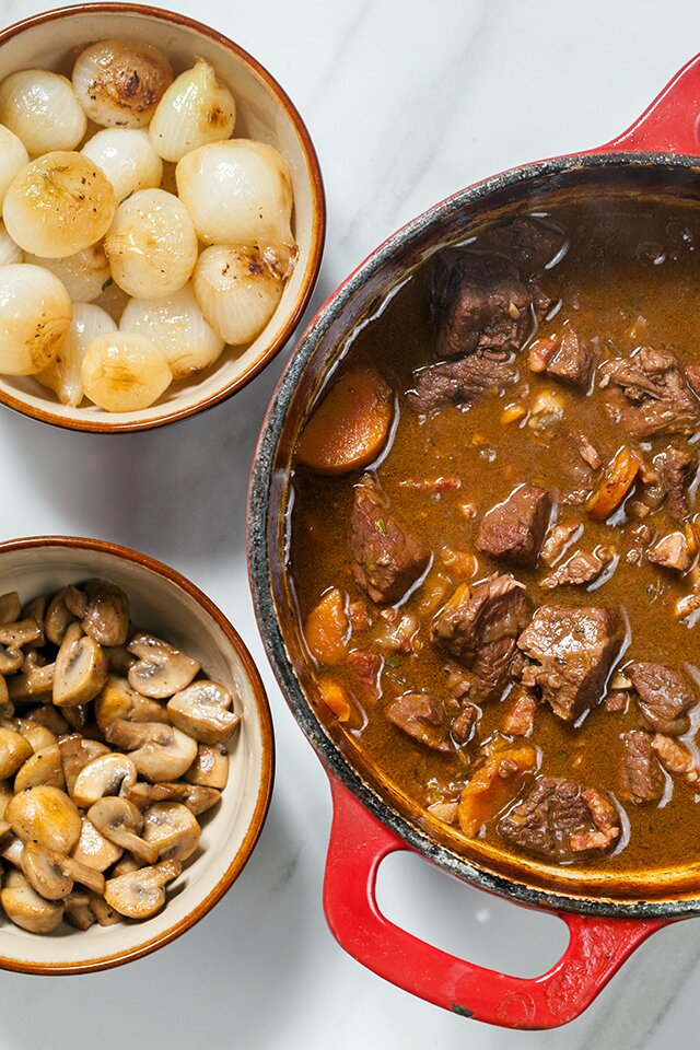 Julia's Beef Bourguignon and Garlic Mashed Potatoes | www.spachethespatula.com #recipe