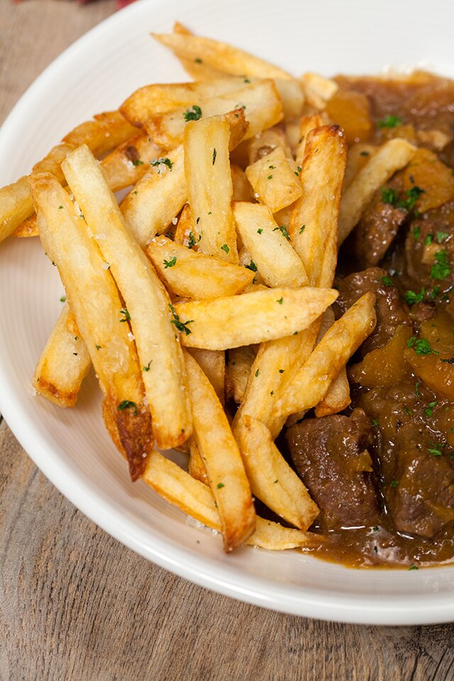 Pumpkin Beer Beef Stew with Herbed Fries | www.spachethespatula.com #recipe
