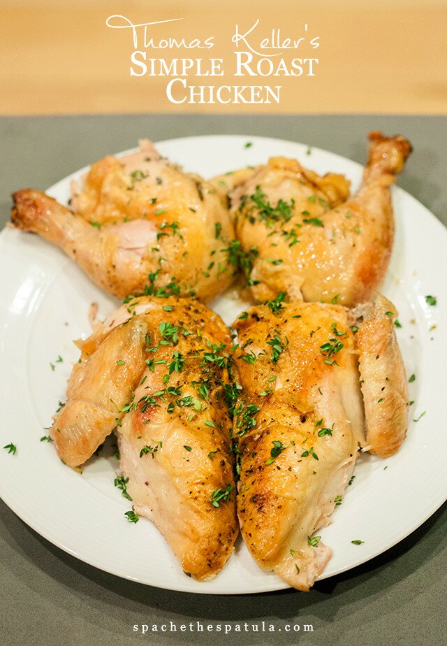 The easiest, most succulent roast chicken you will ever make. The only necessary ingredient are chicken, salt, and pepper! | www.spachethespatula.com #recipe