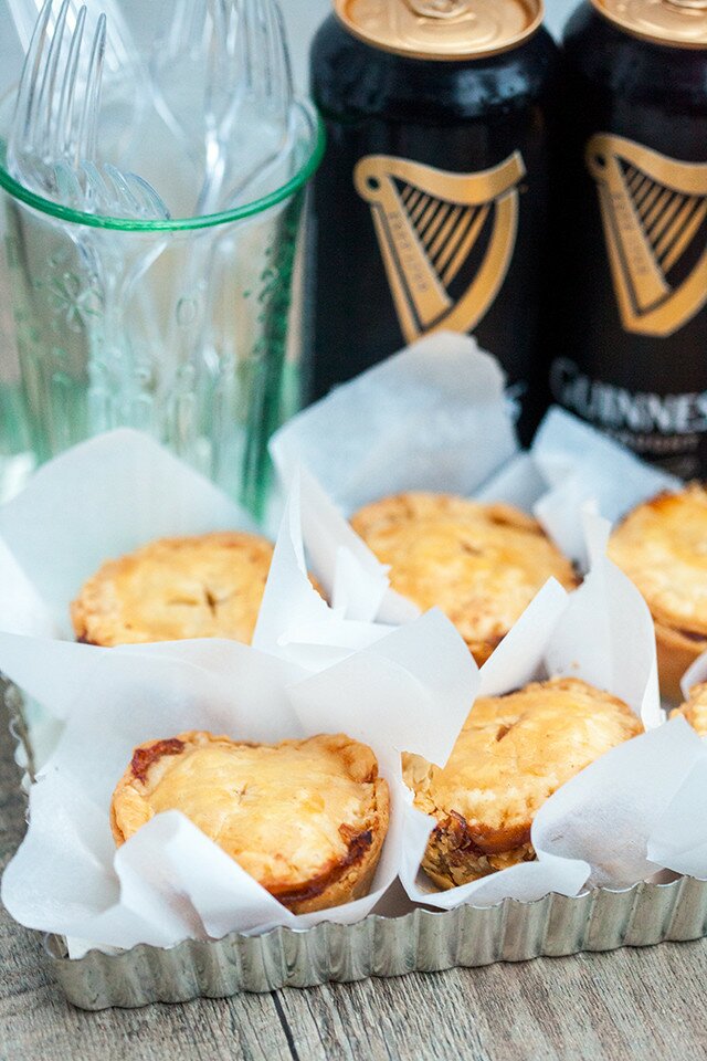Buttery, flakey hand pies filled with the best beef and Guinness beer filling! Perfect for St. Patrick's Day! | www.spachethespatula.com #recipe