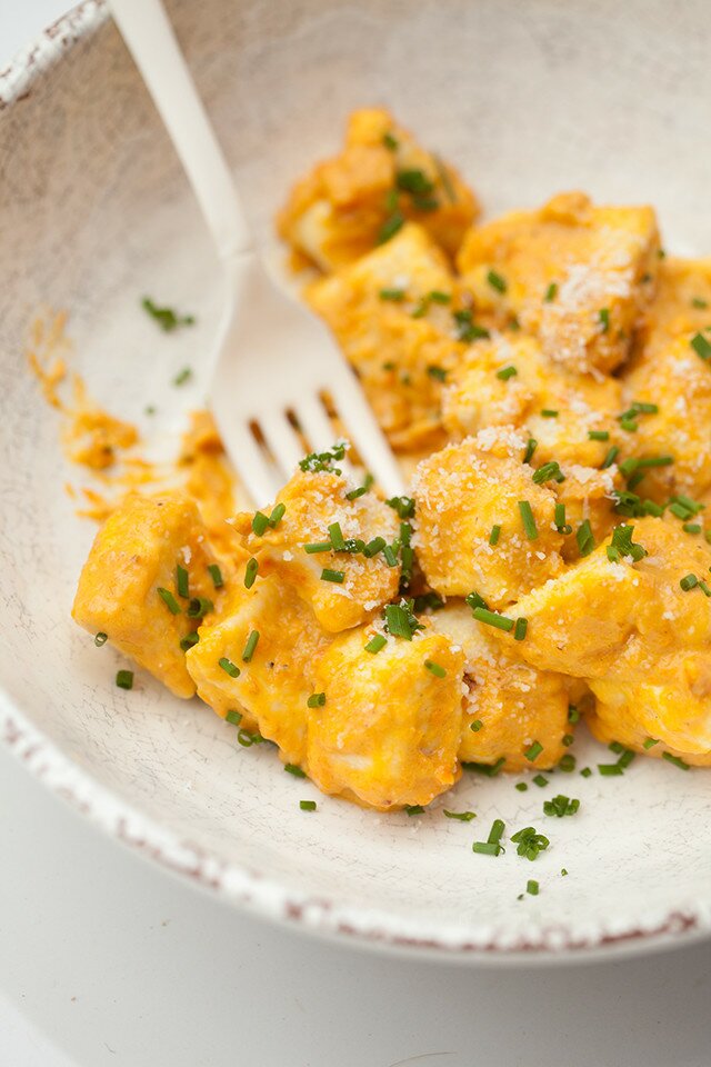 Homemade gnocchi takes just 15 minutes to make! Serve it with this outrageously tasty roasted carrot sauce for one of the best meals you'll ever taste! | www.spachethespatula.com #recipe