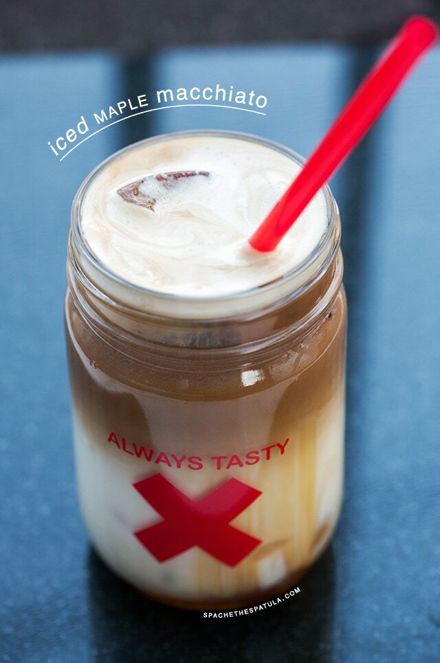 Just like Starbuck's iced caramel macchiato, but with maple! Stupid easy, but crazy good! | www.spachethespatula.com #recipe