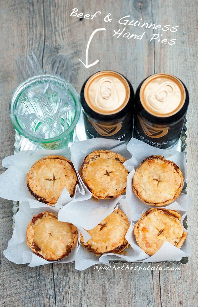 Buttery, flakey hand pies filled with the best beef and Guinness beer filling! Perfect for St. Patrick's Day! | www.spachethespatula.com #recipe