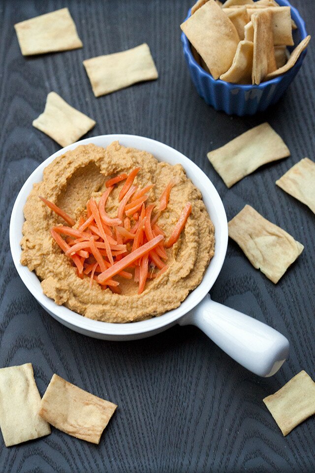 This unique hummus is slightly sweet, slightly spicy, and so SO good! | www.spachethespatula.com #recipe