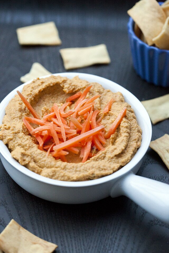 This unique hummus is slightly sweet, slightly spicy, and so SO good! | www.spachethespatula.com #recipe