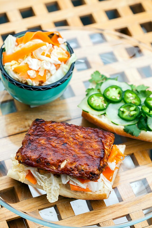 Sticky-sweet, sorta spicy, and vibrantly fresh---this banh mi will knock yours socks off! | www.spachethespatula.com #recipe #vegan