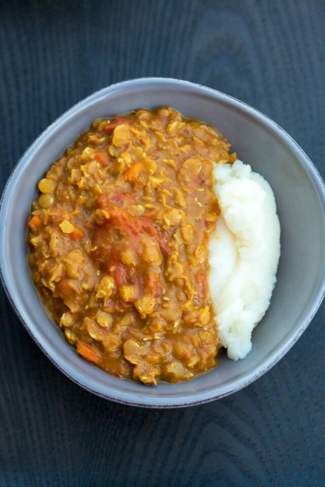 A super easy, and super tasty curried lentil dish that pairs perfectly with everything from mashed potatoes to flatbread | www.spachethespatula.com #recipe #vegan